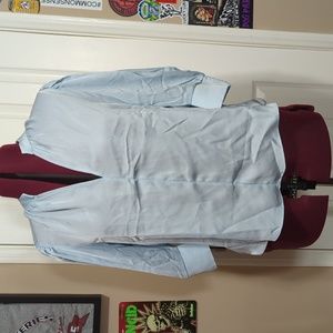 Baby blue collarless work blouse